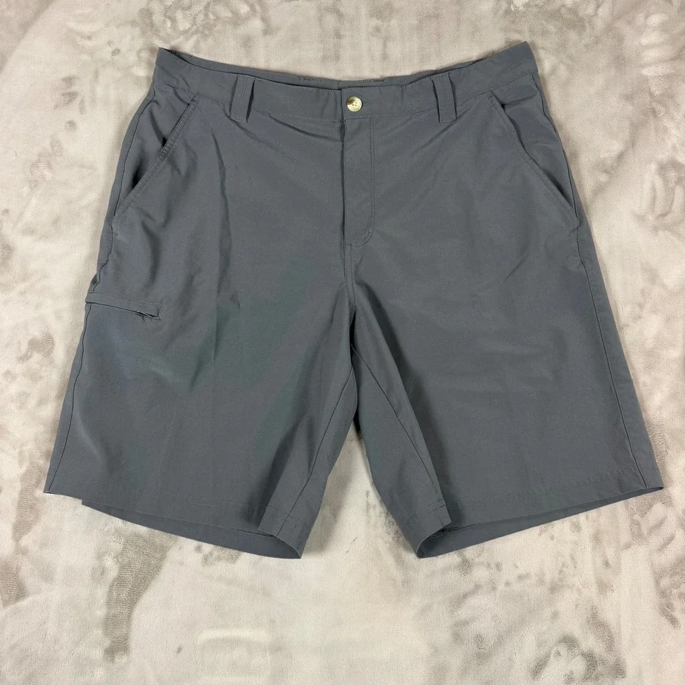 Columbia PFG Omni-Shield Mens Gray Fishing Shorts 38W 10L Performance Stretch